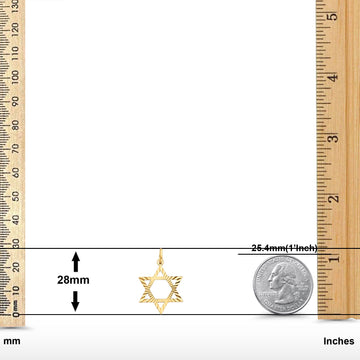 Star of David Charm Pendant 14K Real Yellow Gold 25mmX22mm 1.8grams